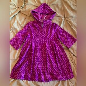 Polka Dot Hooded Kids Dress - Fushia